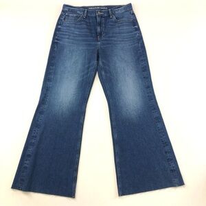 American Eagle low rise Baggy Flare jeans Size 10 short raw hem